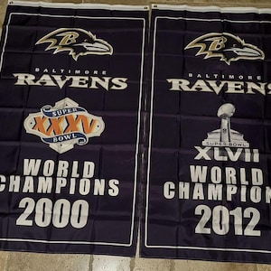 Baltimore Ravens Super Bowl Championship Flags - Set of 2