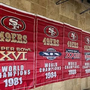San Francisco 49ers NFL Super Bowl Championship Flag Banners 2x3 ft or 3x5 ft - Set of 5 Mancave Home Decor