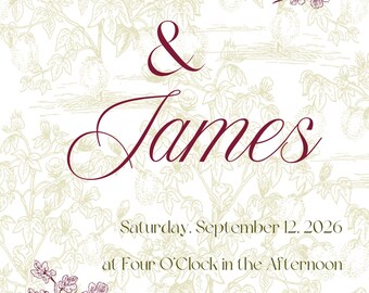 Fig & Olive Wedding Invitation | Editable Wedding PDF | Botanical Chic