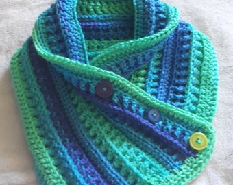 Hand Made OOAK Chunky Crochet Boho Cowl Scarf Neck Warmer, NO Fuss Washer / Dryer Safe