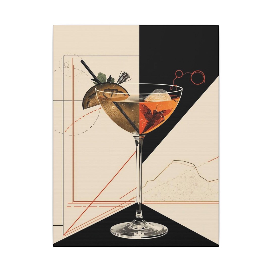 Retro Cocktail Martini Art Matte Canvas | Stretched Wall Art - Etsy