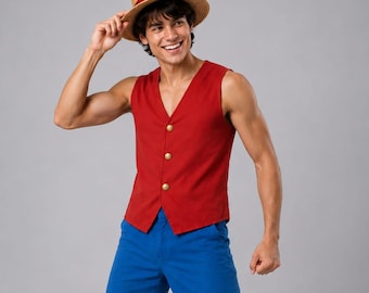 Monkey D. Luffy One Piece Inspired Red sleeveless cosplay vest