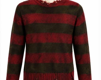 Freddy Krueger Sweater – Nightmare on Elm Street Inspired Distressed Horror Jumper | Halloween Costume Cosplay