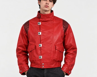 Akira Kaneda Red Jacket,Capsule Jacket, Cyberpunk Biker Coat, Anime Cosplay.