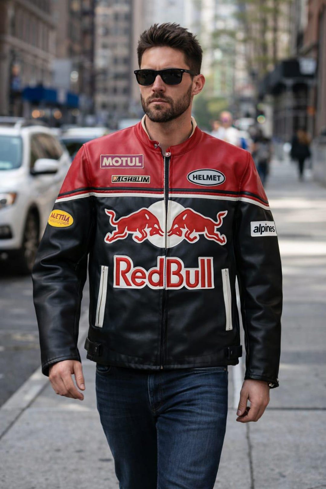 Homme Red Racing Jacket Red Bull Inspired Racing Leather Jacket for Men | Motorsport Street ...