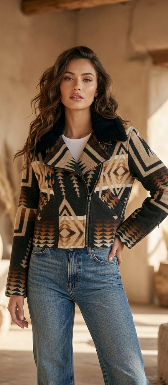 Dutton Ranch Beth Dutton inspired_ Kelly Reilly Western Print Jacket.