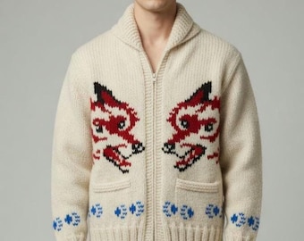 Hail Mary Fox & Wolf Cardigan Sweater – Mary Maxim Inspired Knit Design