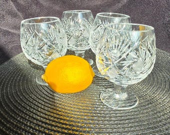 Zestaw 4 kieliszków do shotów z kryształu ołowianego, szlifowane, na nóżce 8 cm