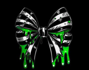 Beetlejuice Themed Bow Vinyl Sticker