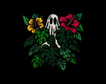 Ghost Monstera Vinyl Sticker