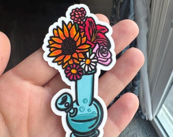 Water Pipe Flower Vase Vinyl Sticker