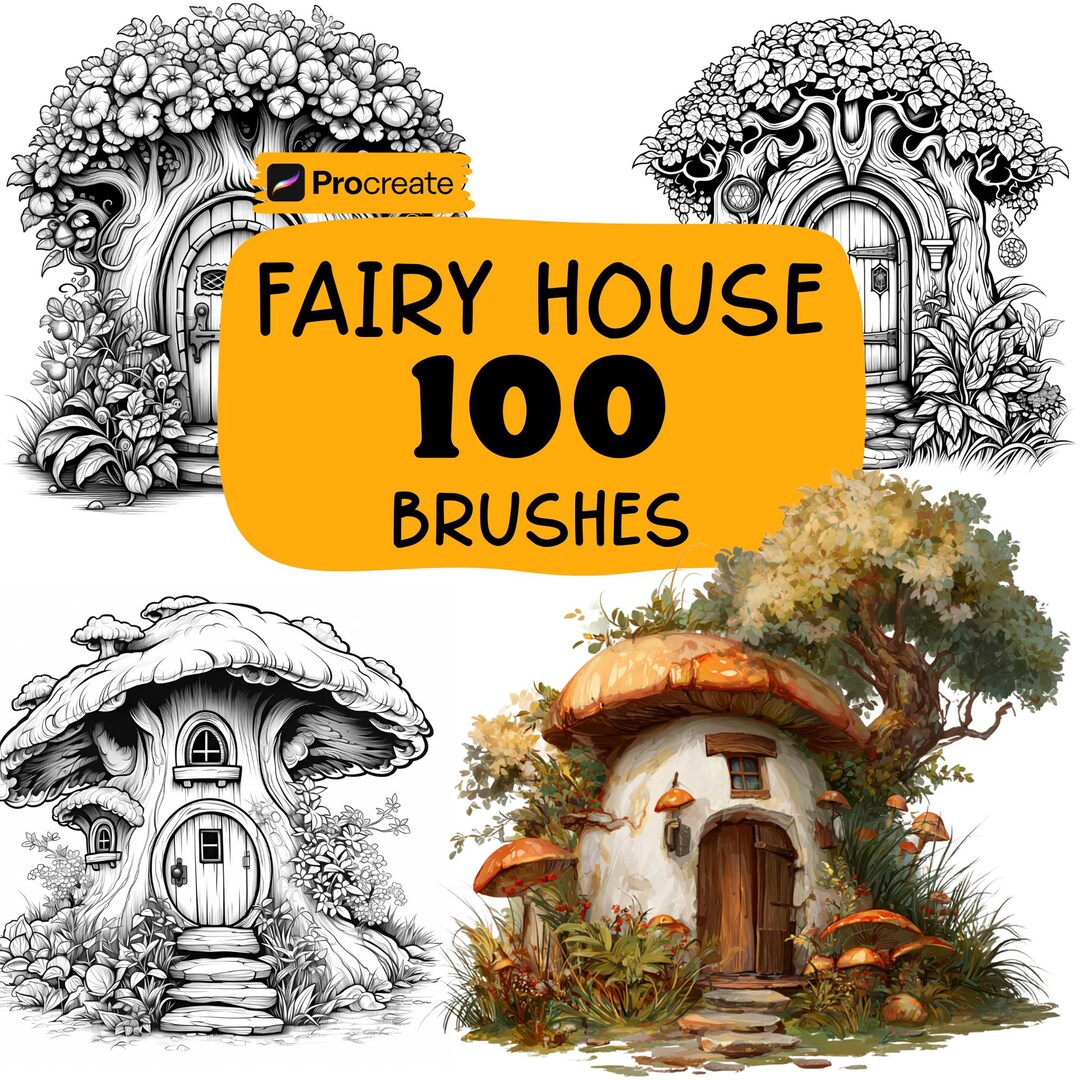 Procreate Fairy Houses Brushes, 100+ Fairy Homes Procreate Stamps ...