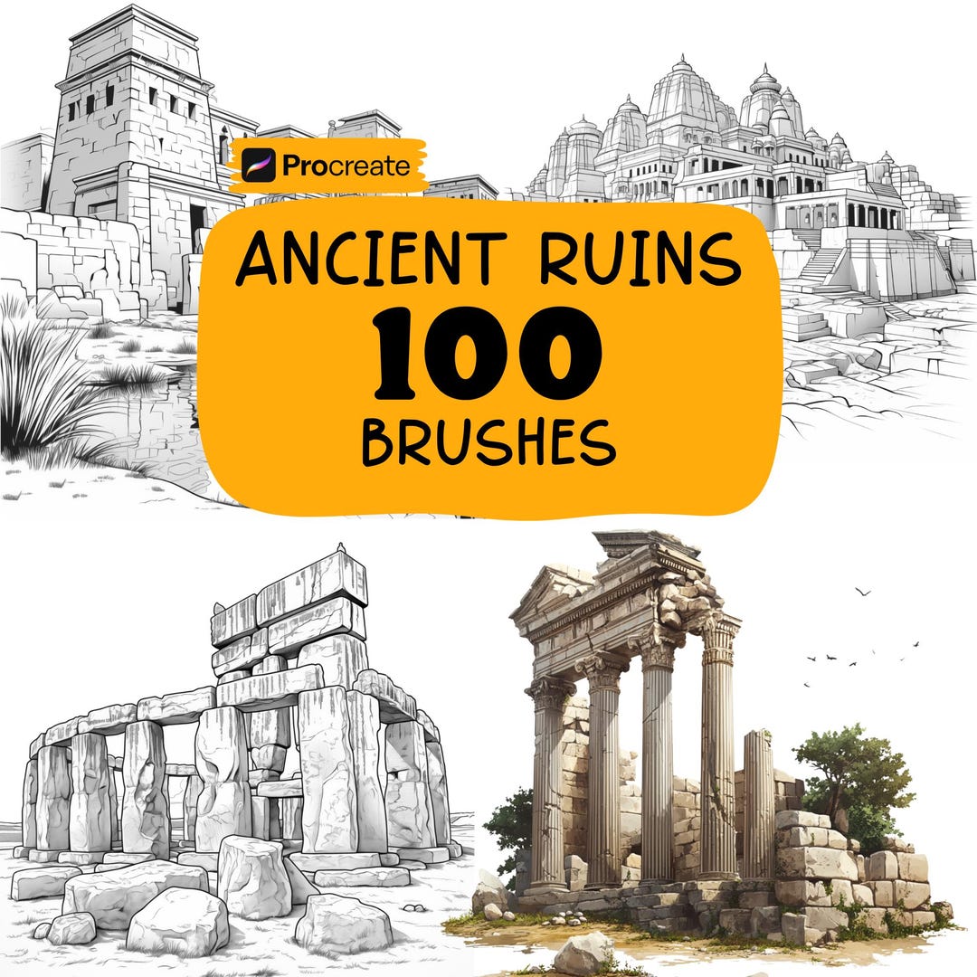 Procreate Ancient Ruins Brushes, 100+ Ancient Ruins Procreate Stamps ...