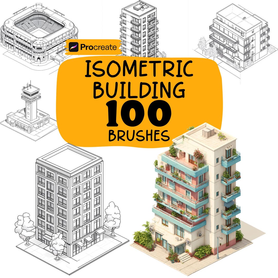 Procreate Isometric Building Brushes, 100+ Isometric Building Procreate ...