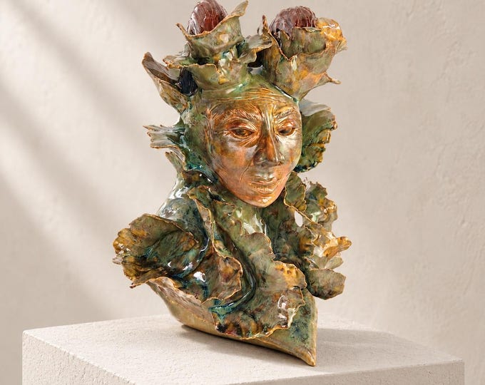Featured listing image: She Heard A Whisper, ceramic sculpture center piece