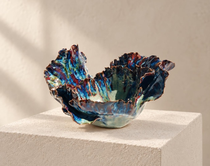 Featured listing image: Abyssal Blooms, hand sculpted small ceramic bowl