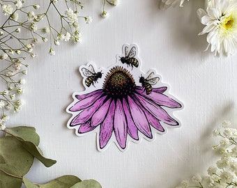 Echinacea + Bees Sticker