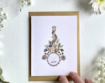 Banjo Flowers Blank Card