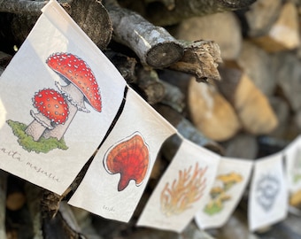 Rainbow Mushrooms Prayer Flags