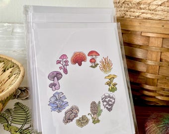 Rainbow Mushrooms Blank Card