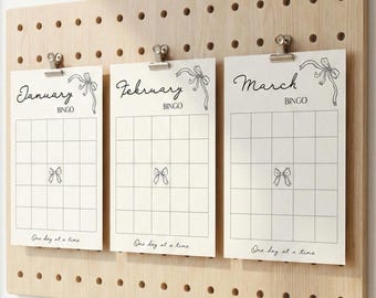 Plantilla de bingo de objetivos mensuales para 2026 / Bingo de objetivos y visión de Año Nuevo / Plantilla editable de Canva / Descarga instantánea
