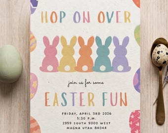Easter Egg Hunt Invite | Editable Happy Easter Invitation | Instant Download