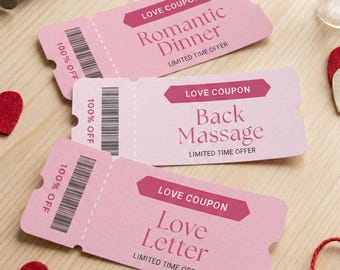 Editable Love Coupons Template | Valentines Day Gift | Printable Coupon Book | Custom Anniversary Gift for Him or Her