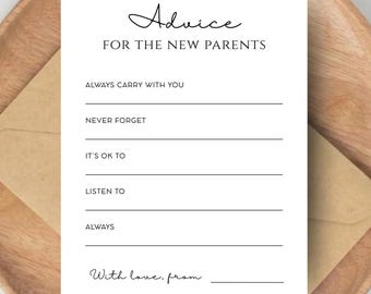 Baby Shower Advice Card | Advice for New Parents Activity Card | Ready to Print PDF | Printable Baby Shower Game