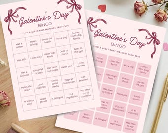 Galentines Guest Bingo Game | Girls Night Party Game | Valentines Day | Editable Galentines Bingo Cards