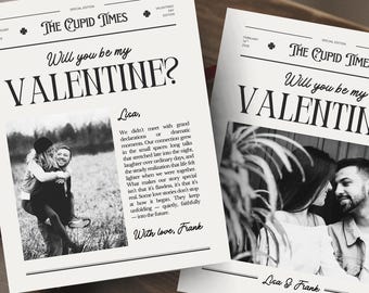 Valentinstag Zeitungsvorlage | Amor Post Zeitungshülle | Bearbeitbarer Valentinstag Newsletter | Druckbar werden Sie mein Valentin sein