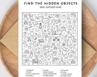Baby Shower Hidden Object Game | Baby GIRL Find the Hidden Objects Game | Ready to Print PDF | Printable Baby Shower Games