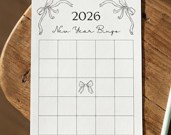 2026 Goals Bingo Card Template | New Year Goals & Vision Bingo | Editable Canva Template | Instant Download