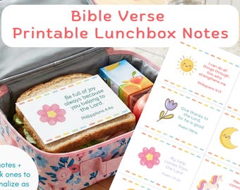 Bible Verse Lunch Box Messages for Girls | School Lunch Notes | Printable Digital Download