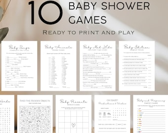 Babypartyspiel-Bundle | Baby-Trivia, Familienfehde, Baby Bingo, Wortsuche, Emoji Spiel | Bereit zum Drucken von PDFs | Babyparty Spiele