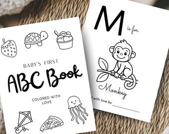 ABC Babyparty Malbuch | Babys erstes Malbuch | Babyparty Spiele | Druckbares PDF