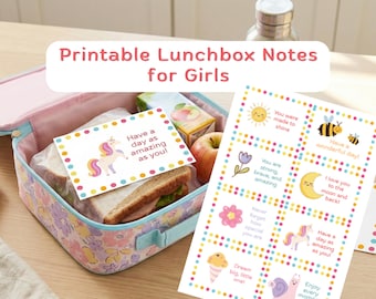 Lunchbox Notes for Girls | School Lunch Notes | Printable Positive Affirmations (Digital Download)