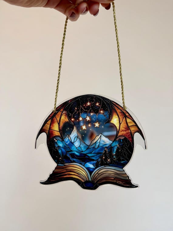 Velaris Night Court Suncatcher - ACOTAR Bookish Ornament, City of Starlight Book Wings Fantasy Hanging Window Decoration Art Book Lover Gift