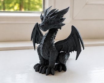 Dragon Bookshelf Decor | 3D printed Black Dragon Book Decoration | Fantasy Book Lover Gift | Book Nook Decoration Fourth Wing Bookish Merch
