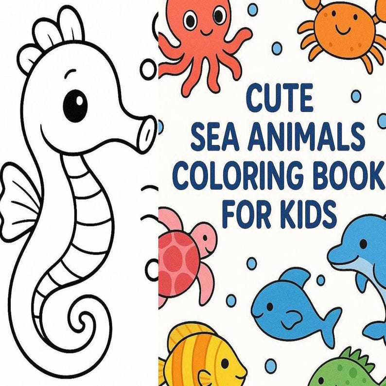 Fun Sea Animals Coloring Book for Kids Ages 3-6 - Etsy