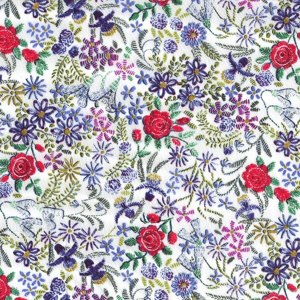 Claudine B Liberty print, embroidery print Liberty print Fat Eighth, Liberty of London tana lawn