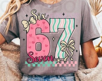 Six Seven PNG, Kokette Schleife Geburtstag Design (Digitaler Download)