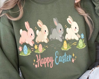 Pastel Easter Bunny PNG | Hopping Bunnies Graphic (Digital Download