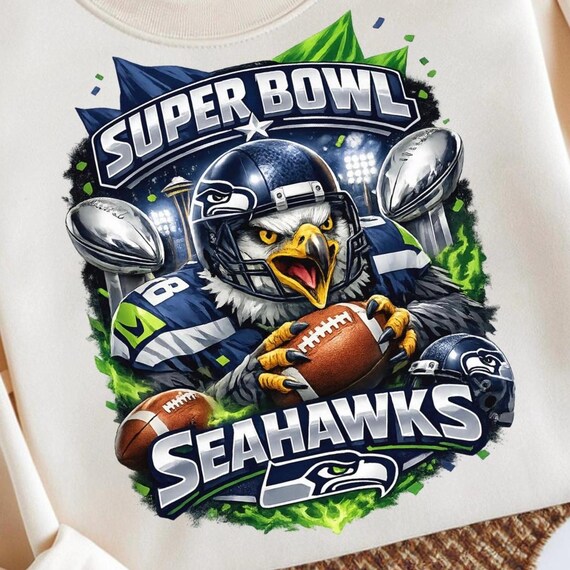 Super Bowl Seahawks PNG | Seattle Football Shirt Design | Seahawks Super Bowl Graphic | Game Day Football PNG | Sublimation & DTG Print