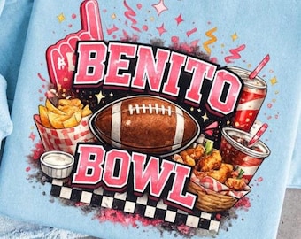 Benito Bowl PNG, Big Game Sunday PNG, Game Day Snacks Graphic, Super Bowl Sunday Football Party Design, Tailgate Sublimation PNG, dtf Ready
