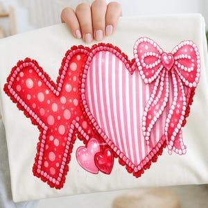 XOXO Herz Valentine PNG, Pailletten Applikation Stil (Digitaler Download)