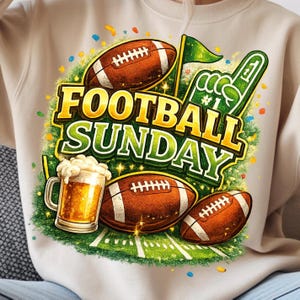 Football Sunday PNG | Game Day Shirt Design, Sublimation (Digital Download image 1