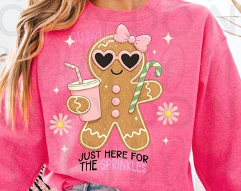 Ragazza di pan di zenzero PNG / Clipart di biscotti di Natale, design di bastoncini di zucchero (download digitale)