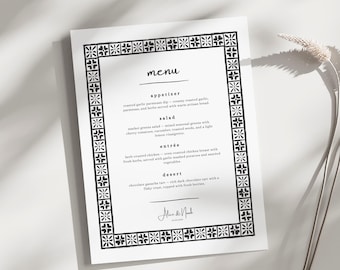 Tile Border Menu Template | Elegant DIY Design (Digital Download)