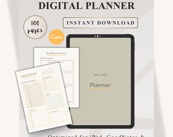 Planificador digital 2026 / Diseños diarios, semanales y mensuales, minimalista (iPad, PDF imprimible, plantilla de Canva)