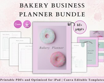 Planificador de negocios para panaderías / Planificador digital y plantillas / Pedidos, presupuesto, facturas, tarjetas, pegatinas - Estilo elegante